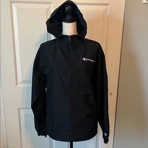 Champion Black Hooded Pullover Jacket - Men’s Small